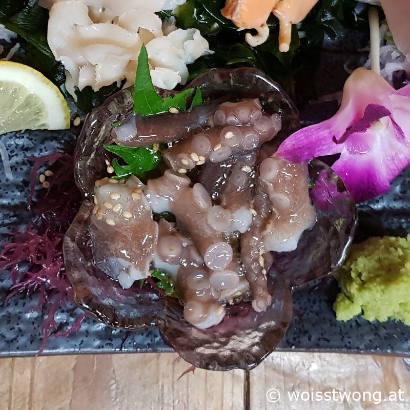 Omakase Sashimi, Oktopus-Arme eines lebendingen Oktopusses | Wo isst Wong? Food & Reiseblog