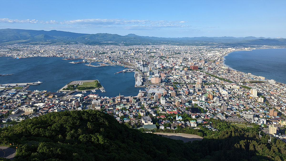 Aussicht auf Stadt Hakodate, vom Berg Hakodate aus, Hokkaido, Japan