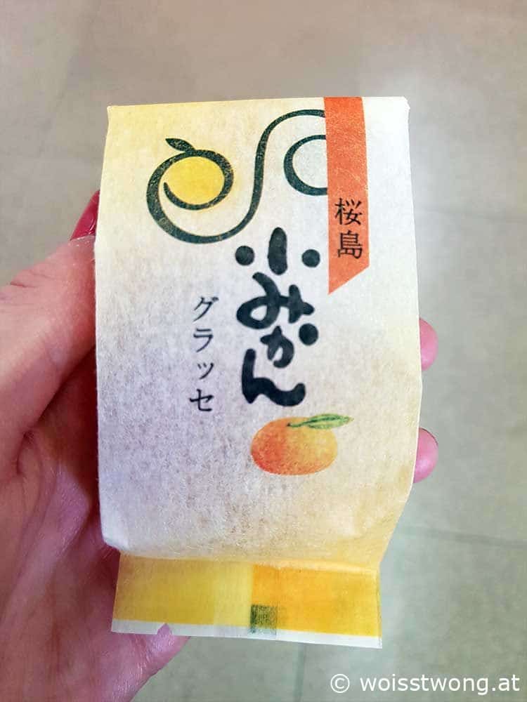 Glacierte Mandarine, Spezialität der Insel Sakurajima, Kagoshima, Japan
